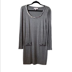 Juicy Couture Dress Size Medium Grey Super Soft Long Sleeve Sequin Detail
